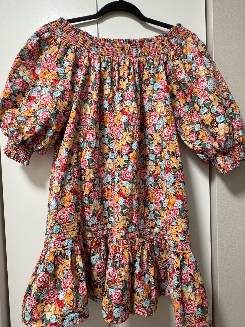 Anthropologie Maeve Floral Smocked Off Shoulder Dress